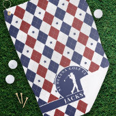 Rood Blauw Sterren Argyle Gepersonaliseerd Monogra Golfhanddoek