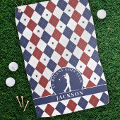 Rood Blauw Sterren Argyle Gepersonaliseerd Monogra Golfhanddoek