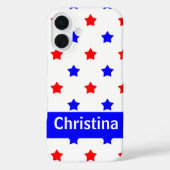 Rood Blauw Sterren Patroon Witte Achtergrond Perso Case-Mate iPhone Case (Achterkant)