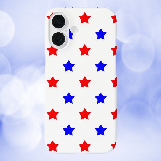Rood Blauw Sterrenpatroon Witte Achtergrond Case-Mate iPhone Case
