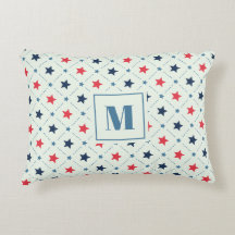 Rood Blauw Sterstip lijn Geometrisch Patroon Monog