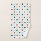 Rood Blauw Sterstip lijn Geometrisch Patroon Monog Bad Handdoek (Handdoek)