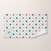 Rood Blauw Sterstip lijn Geometrisch Patroon Monog Bad Handdoek (Handdoek)