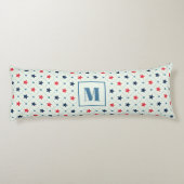 Rood Blauw Sterstip lijn Geometrisch Patroon Monog Lichaamskussen (Achterkant)