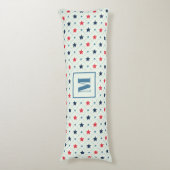 Rood Blauw Sterstip lijn Geometrisch Patroon Monog Lichaamskussen (Voorkant Verticaal)