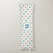 Rood Blauw Sterstip lijn Geometrisch Patroon Monog Lichaamskussen (Achterkant (Verticaal))