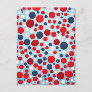 Rood Blauw Stippenpatroon Briefkaart