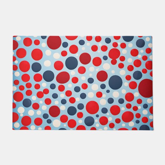 Rood Blauw Stippenpatroon Deurmat (Voorkant)