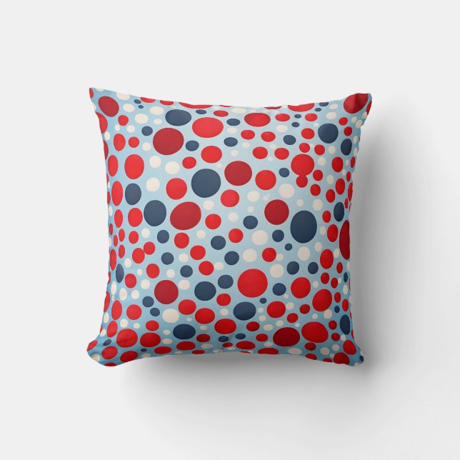 Rood Blauw Stippenpatroon Kussen (Voorkant)