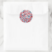Rood Blauw Stippenpatroon Ronde Sticker (Tas)
