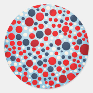 Rood Blauw Stippenpatroon Ronde Sticker