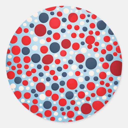 Rood Blauw Stippenpatroon Ronde Sticker (Voorkant)