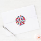 Rood Blauw Stippenpatroon Ronde Sticker (Envelop)