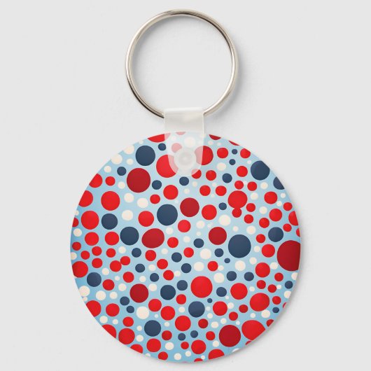 Rood Blauw Stippenpatroon Sleutelhanger (Voorkant)