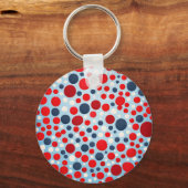 Rood Blauw Stippenpatroon Sleutelhanger (Voorkant)