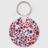 Rood Blauw Stippenpatroon Sleutelhanger (Achterkant)