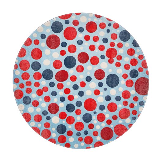Rood Blauw Stippenpatroon Snijplank (Voorkant)