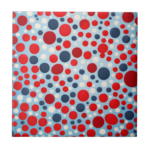 Rood Blauw Stippenpatroon Tegeltje