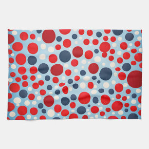 Rood Blauw Stippenpatroon Theedoek