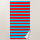 Rood Blauw Strepen Design Strandlaken (Voorkant)