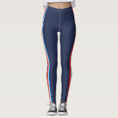 Rood Blauw Strepen Eenvoudig Stijlvol Navy Blauw Leggings (Voorkant)