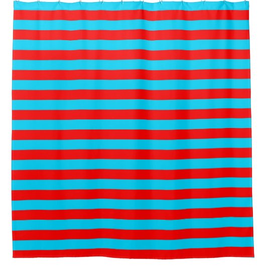 Rood Blauw Strepen Ontwerp Douchegordijn (Voorkant)