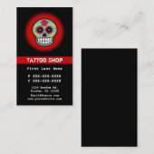 Rood blauw suikerschedel tattoo aangepaste visitek visitekaartje (Voorkant / Achterkant)