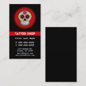 Rood blauw suikerschedel tattoo aangepaste visitek visitekaartje (Voorkant / Achterkant)
