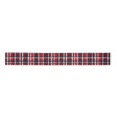 Rood Blauw Tartan Plakken Patroon Feestelijke Kers Satijnen Lint (Voorkant)