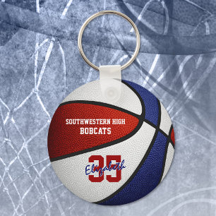 rood - blauw team kleuren basketbal sportgeschenke sleutelhanger