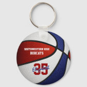 rood - blauw team kleuren basketbal sportgeschenke sleutelhanger (Voorkant)