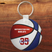 rood - blauw team kleuren basketbal sportgeschenke sleutelhanger (Voorkant)