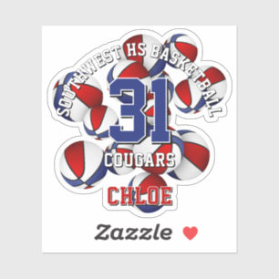 Rood Blauw Team Kleuren Basketballen Cluster kinde Sticker