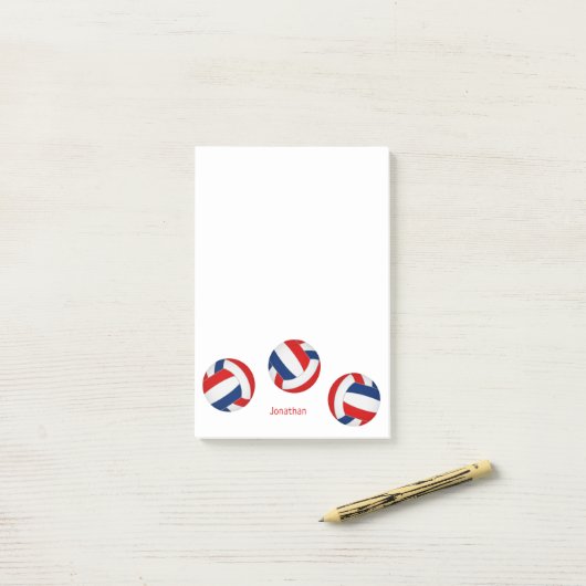 Rood Blauw Team Kleuren Gepersonaliseerd Volleybal Post-it® Notes (Op bureau)