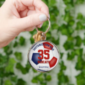 rood blauw team kleuren jongens meisjes naam voetb sleutelhanger (Hand)