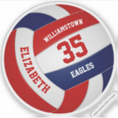 Rood Blauw Team Kleuren Volleybal Sport Geschenken Sticker (Voorkant)