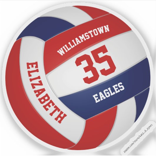 Rood Blauw Team Kleuren Volleybal Sport Geschenken Sticker (Voorkant)