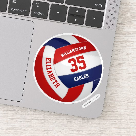 Rood Blauw Team Kleuren Volleybal Sport Geschenken Sticker (Detail)