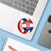 Rood Blauw Team Kleuren Volleybal Sport Geschenken Sticker (Laptop met iPhone)