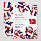 Rood Blauw Team Kleuren Volleyballen Kinderen Verj Kaart (Voorkant / Achterkant)