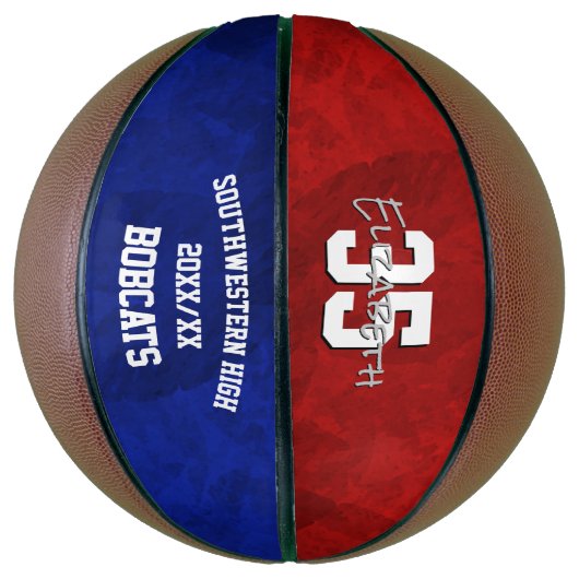 Rood blauw team naam ballers einde seizoen cadeaus basketbal (Verticaal)