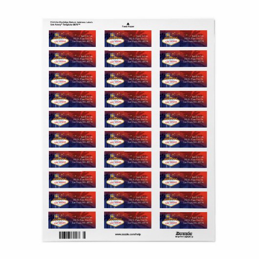 Rood + Blauw Uniek Las Vegas Weddenschap Etiket (Full Sheet)