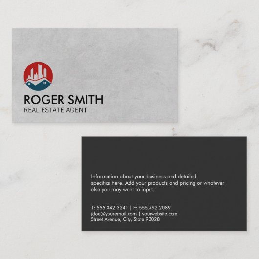 Rood Blauw Vastgoed Home Logo Visitekaartje (Voorkant / Achterkant)