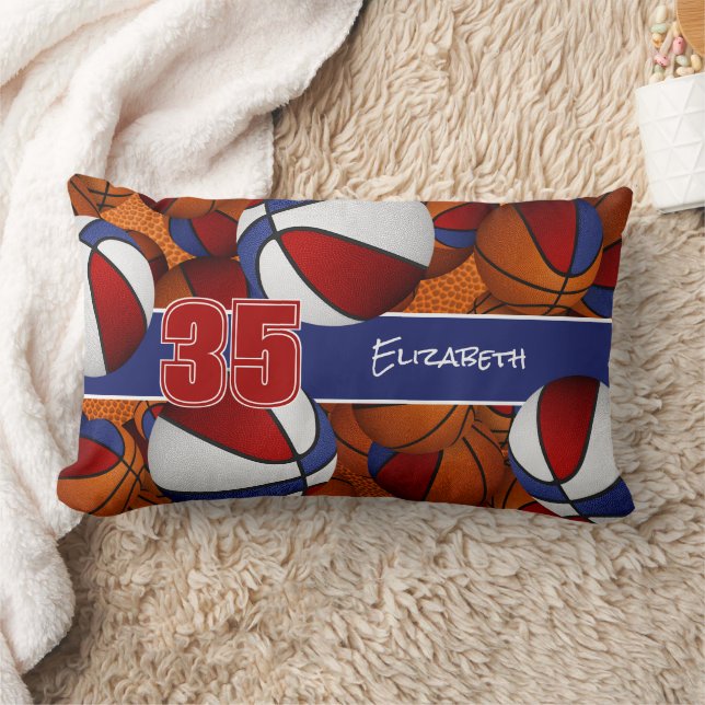 Rood blauw Veel basketballen kinder sportkamer Kussen (Deken)