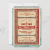 Rood Blauw Verjaardagsfeestuitnodiging Kaart (Voorkant)