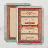 Rood Blauw Verjaardagsfeestuitnodiging Kaart (Voorkant / Achterkant)