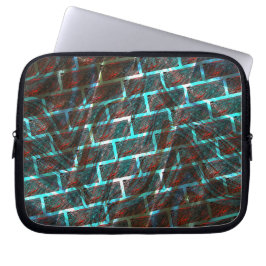 Rood-blauw verkleurd, krassen, raster- of baksteen laptop sleeve