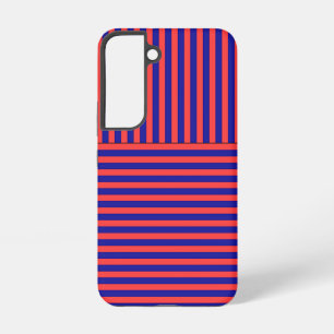 Rood Blauw Verticale Horizontale Strepen Samsung Galaxy Hoesje