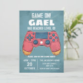 Rood & Blauw Videogame Gaming Kind's Verjaardagsfe Kaart (Staand voorkant)