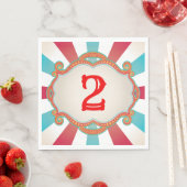 Rood Blauw Vintage Circus Verjaardag Servet (Insitu)